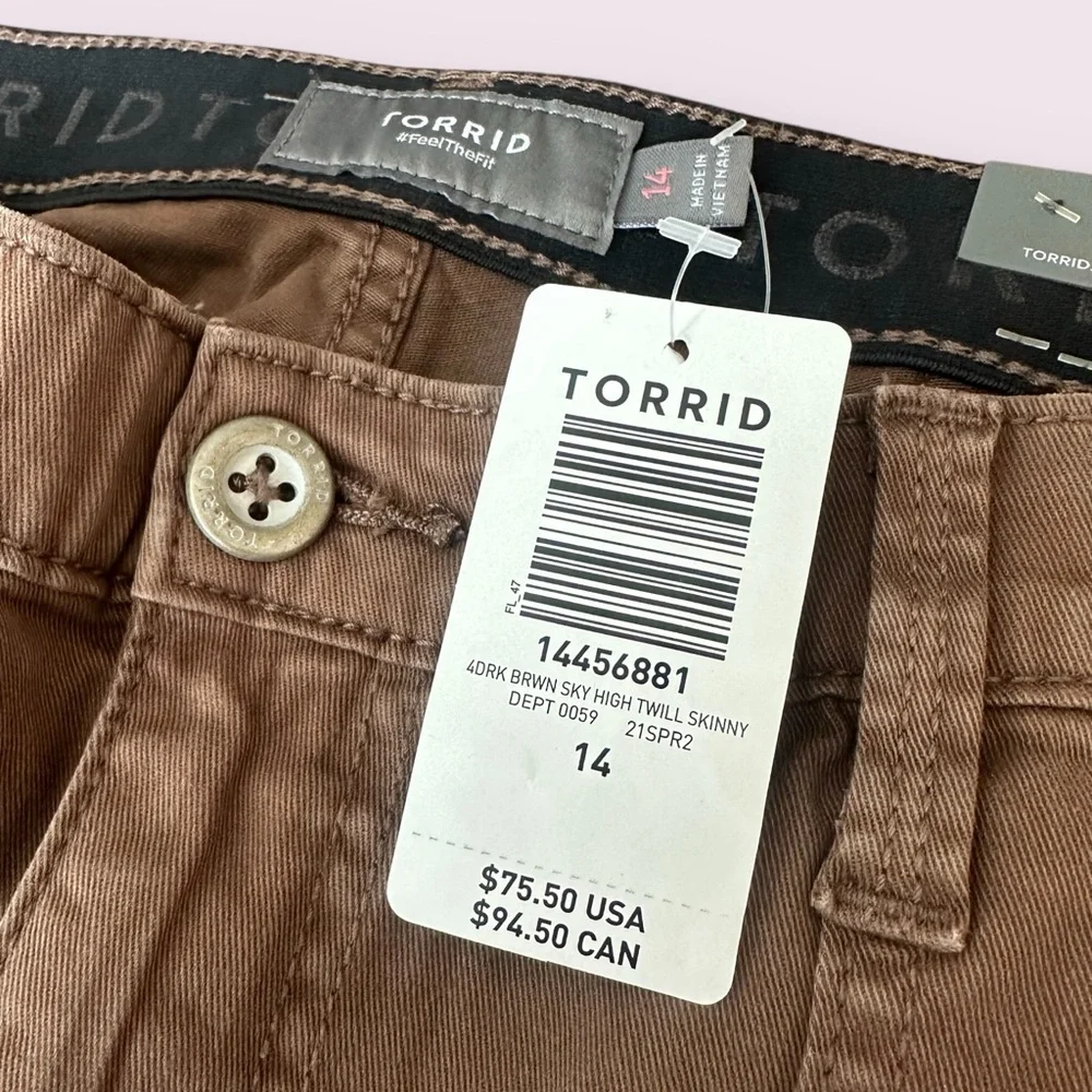 NWT Women’s Torrid Brown Sky High Twill Skinny Brown Pants Size 14 - Picture 6 of 12